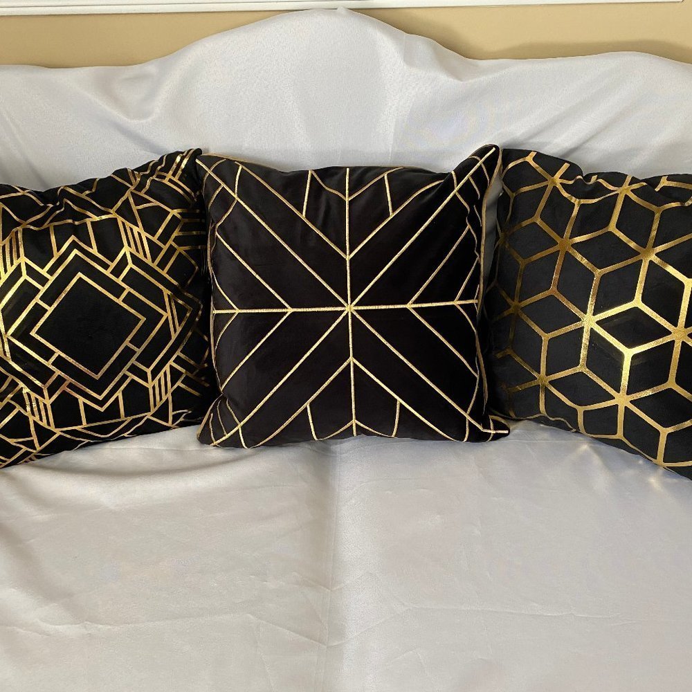 Black & Gold Pillow Covers